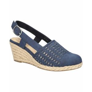 イージーストリート サンダル シューズ レディース Women's Taffy Buckle Slingback Espadrille Wedges Navy｜asty-shop2