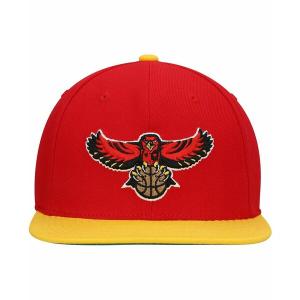 ミッチェル&ネス 帽子 アクセサリー レディース Men's Red, Yellow Atlanta Hawks Hardwood Classics Team Two-Tone 2.0 Snapback Hat Red, Yellow｜asty-shop2