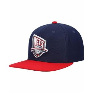 ミッチェル&ネス 帽子 アクセサリー レディース Men's Navy, Red New Jersey Nets Hardwood Classics Team Two-Tone 2.0 Snapback Hat Navy, Red｜asty-shop2