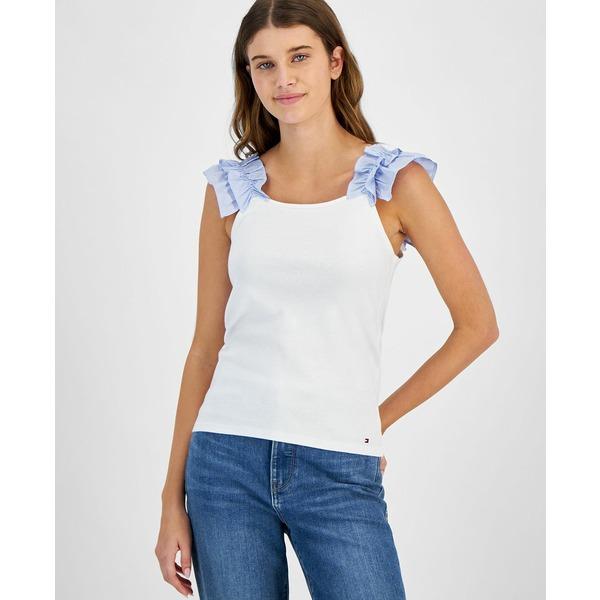 トミー カットソー レディース Women&apos;s Cotton Ruffle-Strap Tank T...