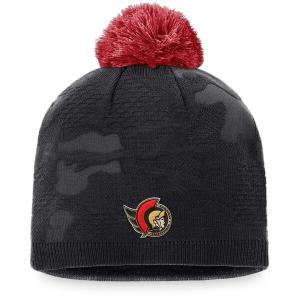 ファナティクス 帽子 アクセサリー レディース Ottawa Senators Fanatics Branded Women's Authentic Pro Team Locker Room Beanie with Pom Black｜asty-shop2