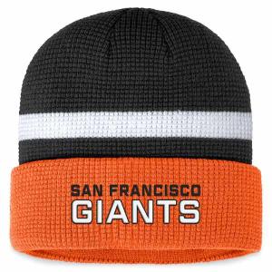 ファナティクス 帽子 メンズ San Francisco Giants Fanatics Waffle Cuffed Knit Hat Black｜asty-shop2