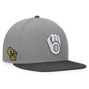 ファナティクス 帽子 メンズ Milwaukee Brewers Fanatics Ace Snapback Hat Gray/Charcoal｜asty-shop2
