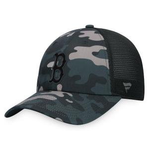 ファナティクス 帽子 メンズ Boston Red Sox Fanatics Camo Trucker Adjustable Hat Black｜asty-shop2