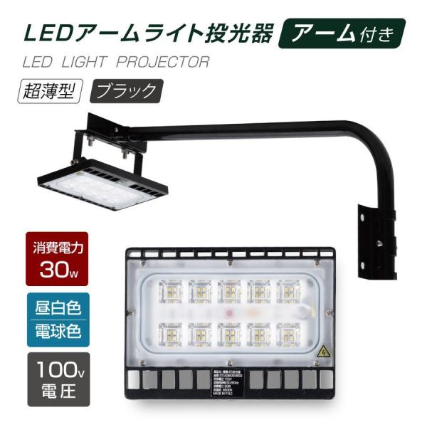 LED投光器 30W相当 60cm90cm 屋外用 昼光色 電球色 IP65 広角120度 ブラック...