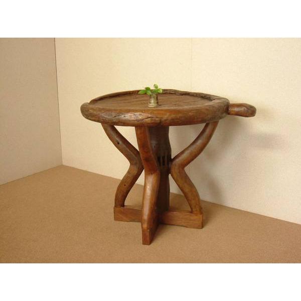 チーク古木自然杢凹凸 オールドチーク アンティーク 総無垢・一枚板円形TABLE