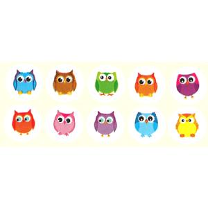 カラフルなふくろうシール/COLORFUL OWLS/英語ステッカー｜asukabc-online