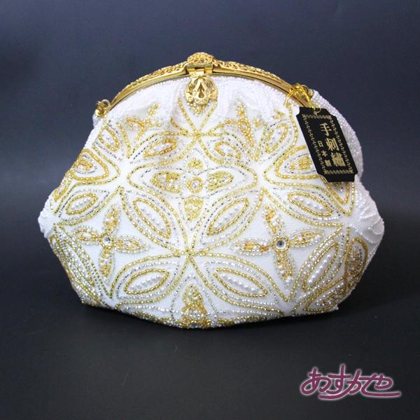 振袖に 手刺繍 日本製 ビーズバッグ 和洋両用タイプ [商品番号bag1575]