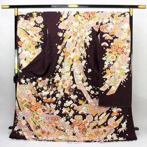 着物 振袖 型染め京友禅 金駒刺繍 桜地紋綸子地 未仕立て あすかや [商品番号fs454]｜asukaya