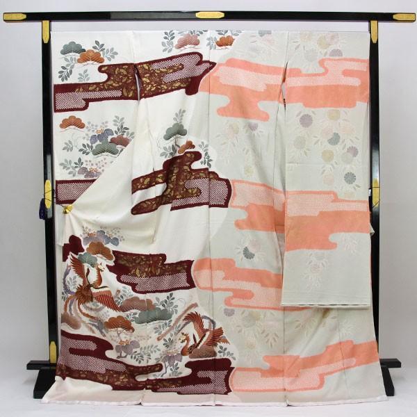 染分け 手描き 本加工 友禅染 絞り振袖「霞模様に鶴」[商品番号fs502]【あすかや】