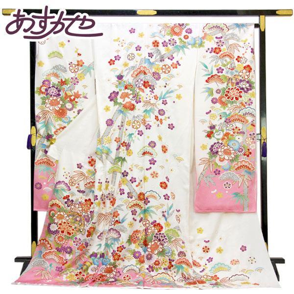着物 振袖 丹後ちりめん 京友禅 紋綸子地 古典吉祥柄 未仕立て 八掛付き あすかや [商品番号fs...