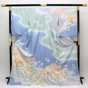着物 加賀 草木 友禅作家 田村哲彦作 手描き本加工 訪問着 御所車