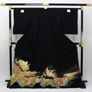 【袷のお仕立て付き】着物 黒留袖 金彩加工 鳳凰と辻が花 古典の美 金駒刺繍 あすかや [商品番号hm2032]｜asukaya