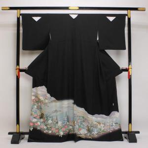 色留袖　友禅　有職菱文様　金彩　金駒刺繍　未仕立て　難あり　在庫保管品 作家物 金駒刺繍 金彩友禅 黒留袖 比翼仕立て 正絹 五つ紋 唐花