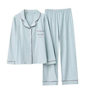Gifort パジャマ 綿100 長袖 薄手 ルームウェア メンズ レディース ペア 夫婦 上下セット 吸汗 通気 肌に優しい 部屋着 春 夏 秋 冬用