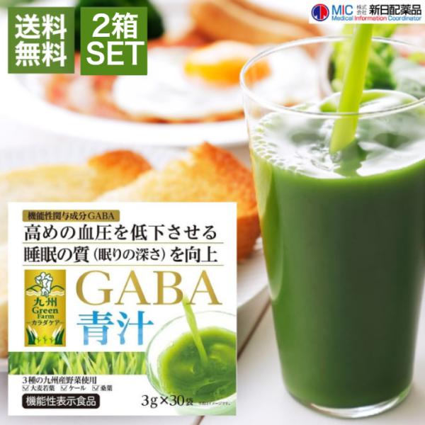 新日配薬品 GABA青汁 （30袋）×2箱セット 個包装 スティックタイプ 機能性表示食品 便利