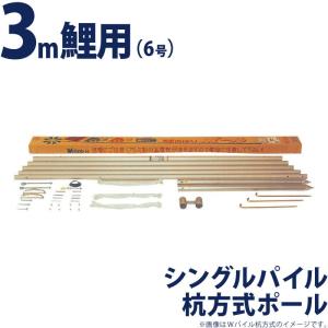 【全品P10%】売り尽くしSALE こいのぼり 徳永鯉 鯉のぼり 庭園用 ポール 3m鯉用 6号 シングルパイル杭方式ポール スタンダードモデル 200-540｜asutsuku-ningyoya