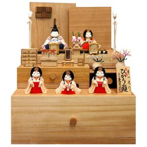 雛人形 5人飾り 2段 コンパクト ひな飾り ひな人形☆二段五人飾り H2−19x2☆横幅58*奥行35*高さ