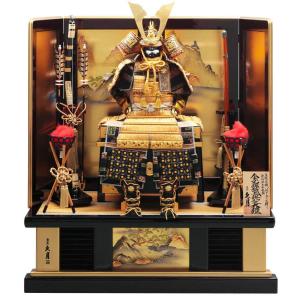 五月人形 久月 鎧平飾り 鎧飾り 高床飾り 金小札 正絹緋縅 15号 長鍬形