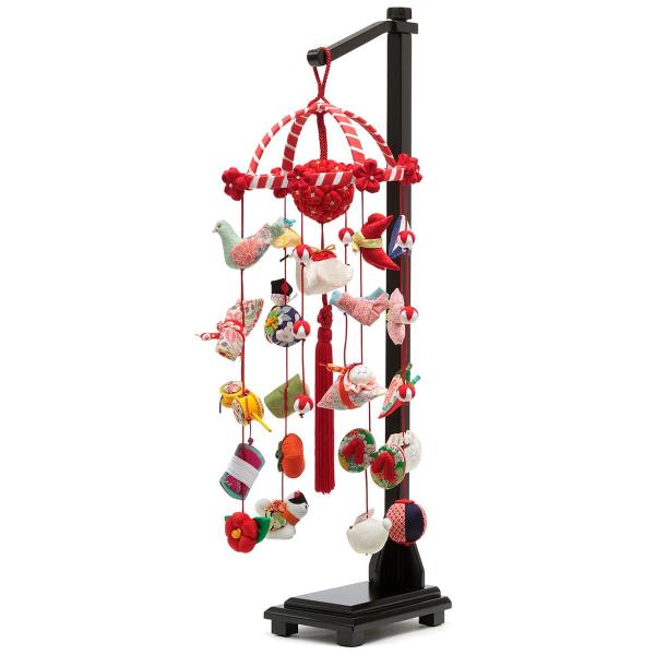 雛人形 久月 ひな人形 雛 つるし雛 つるし飾り さげもん 卓上型 紅白五段 舞鶴 正絹 スタンド付...