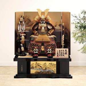 五月人形 久月 鎧平飾り 鎧飾り 高床飾り 金小札 正絹緋縅 15号 長鍬形