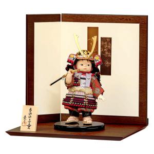 五月人形 久月 鎧平飾り 鎧飾り 高床飾り 金小札 正絹緋縅 15号 長鍬形