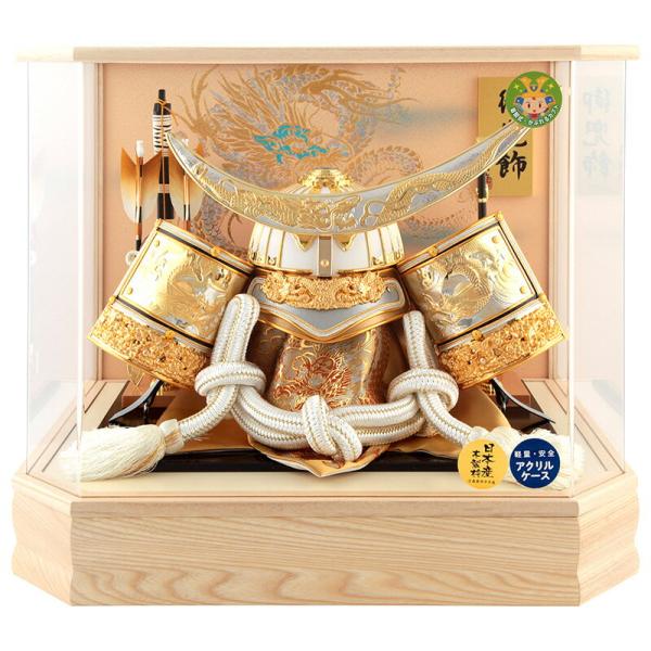 五月人形 伊達政宗 着用 兜ケース飾り 兜飾り 藤翁作 着用六角天翔 アクリルケース オルゴール付 ...