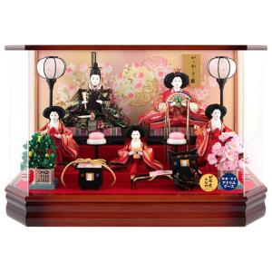 雛人形 ひな人形 雛 ケース飾り 五人飾り 藤翁作 美咲 三五芥子五人 金襴仕立 六角アクリルケース オルゴール付 h073-fn-233-525