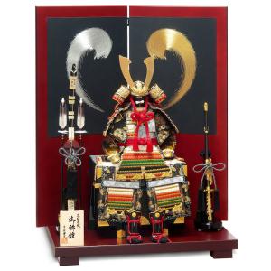 五月人形 久月 鎧平飾り 鎧飾り 高床飾り 金小札 正絹緋縅 15号 長鍬形