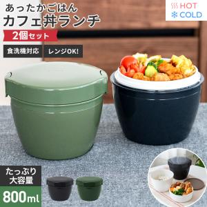 保温弁当箱 カフェ丼ランチ CD800 ２個 セット アスベル ランチボックス 弁当箱 保温 丼 2段 男子 女性 男性 おしゃれ 抗菌 ランチジャー お弁当箱 子供 食洗器