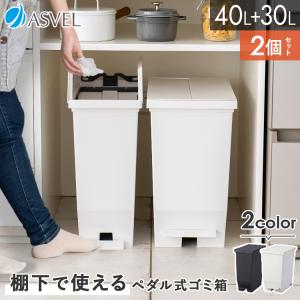 ゴミ箱 おしゃれ 【ZIP!】 紹介  分別 キッチン 30リットル 40リットル 2個セット ダストボックス 棚下 ペダル アスベル 30ｌ 45ｌ 大容量 ごみ箱