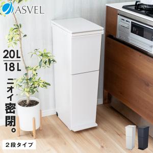 ゴミ箱 おしゃれ キッチン 分別 【限定カラー】 2段 スリム 38リットル ペダル アスベル ASVEL 2分別 縦型 38L 大容量 蓋付き 資源ゴミ ごみ箱