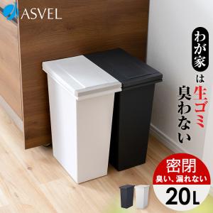 ゴミ箱 おしゃれ キッチン 臭わない 密閉 プッシュ スリム 20リットル アスベル 分別 20L 20l 大容量 蓋付き 資源ゴミ ごみ箱