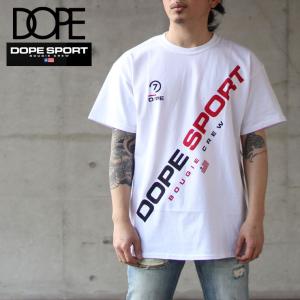 セール 30%OFFドープ Tシャツ DOPE SPORT ANGLE TEE 17DP-QS112T/メンズ/大きいサイズ/テキストロゴ/フラッグ/ダンス/プリント/半袖Tシャツ/ゆったり/白/B系/ス