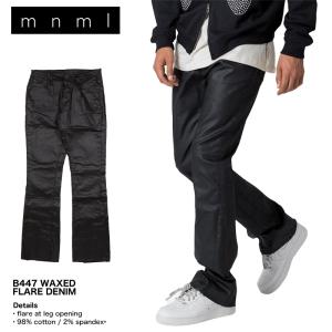 mnml フレアパンツ ミニマル デニム ワックス Gパン ジーンズ メンズ ブランド 大きいサイズ おしゃれ 人気 黒｜asylum