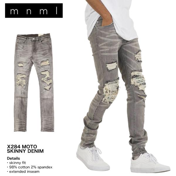mnml デニムパンツ ミニマル スキニー ダメージ メンズ ブランド 大きいサイズ おしゃれ おす...