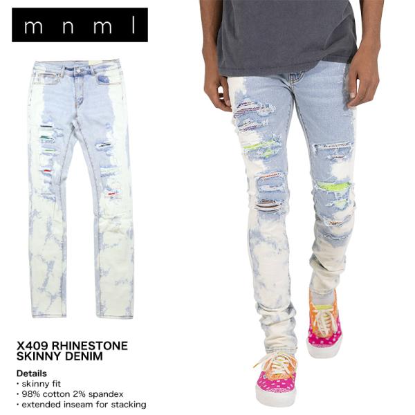 ミニマル デニムパンツ mnml スキニーパンツ メンズ ブランド 大きいサイズ おしゃれ ダメージ...