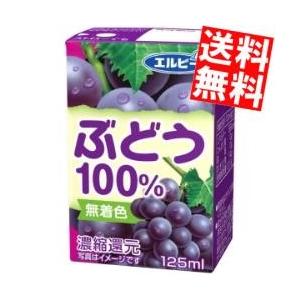 送料無料 エルビー ぶどう100％ 125ml紙パック 30本入 (果汁100