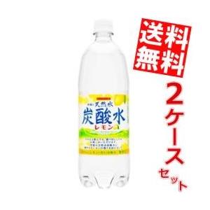 送料無料 1Lサイズ サンガリア 伊賀の天然水 炭酸水レモン 1000mlペットボトル 24本 (1...