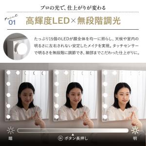LEDライト付 ドレッサー セット 鏡台 デス...の詳細画像4