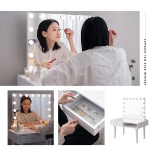 LEDライト付き ドレッサー セット 鏡台 幅...の詳細画像1