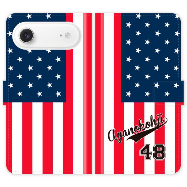 iPhone Air 手帳型 iPhoneAir 星条旗 ユニフォーム 国旗 アメリカ 名入れ ケー...