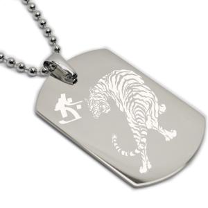 ドッグタグ ネックレス 片面 名入れ 文字入れ ステンレス チェーン ID
