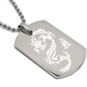 ドッグタグ ネックレス 片面 名入れ 文字入れ ステンレス チェーン ID