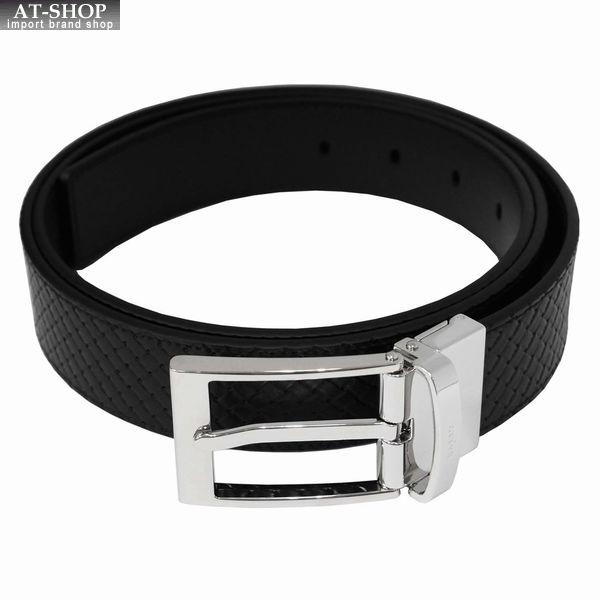 メンズベルト バリー ベルト 型押ブラック×艶有ブラック サイズ調整可能　おしゃれ 誕生日 プレゼン...