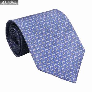 Ferragamo ネクタイ ライトブルー ゾウ キリン 総柄 イタリア製 FERRAGAMO フェラガモ ネクタイ メンズ アニマル柄 8cm ライト