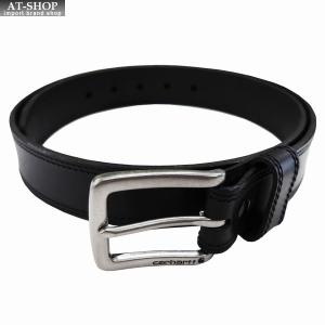 カーハート ベルト Carhartt メンズ レザーベルト 牛革 Burnished Leather Box Buckle Belt 36インチ(ウエスト86-96cm) ブラック/シルバー｜at-shop