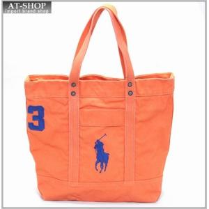 ポロ ラルフローレン BIG PONY TOTE  405532853012 BEDOFRD ORANGE W/ ROYAL PP ファスナー付 キャンバス トートバッグ｜at-shop