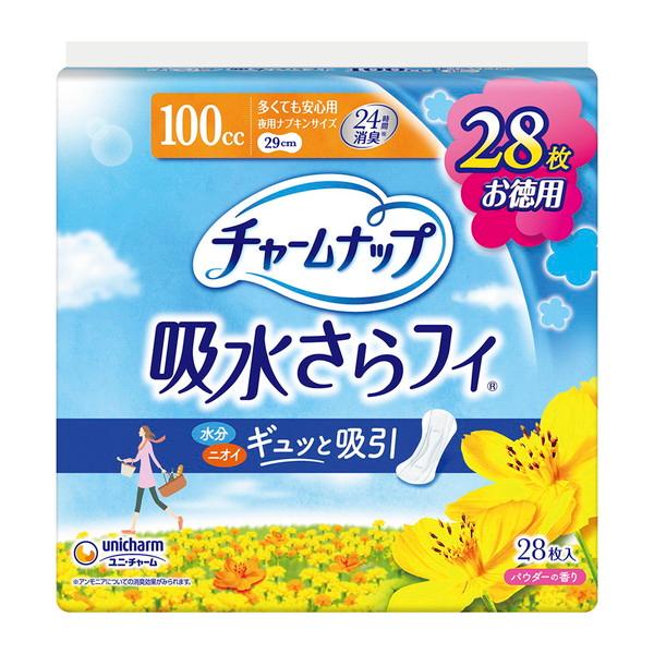 チャームナップ 吸水さらフィ 夜用ナプキンサイズ 多くても安心用 100cc 28枚入