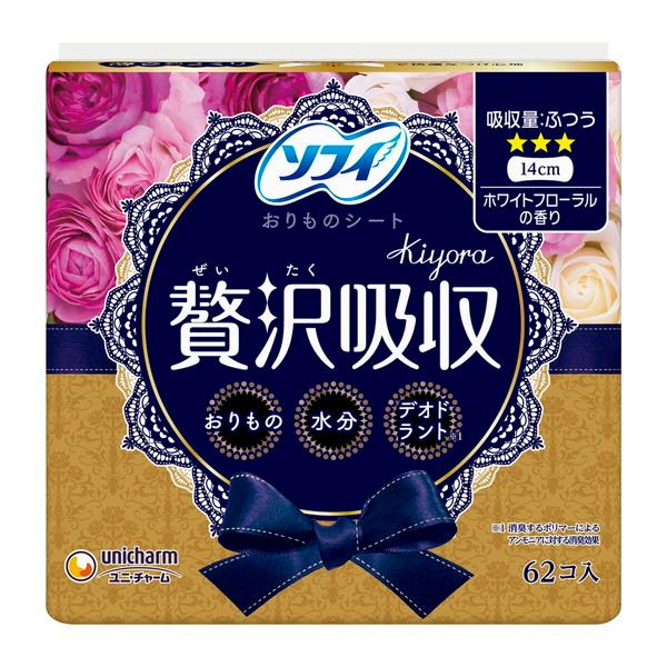 【3点セット】生理用品 ソフィ kiyora 贅沢吸収 ホワイトフローラルの香り 62枚入 ユニ・チ...
